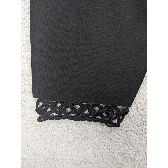 Bloomingdale's Cropped Pants Women 2X Black Hem Detail Knit High Rise P52 - Picture 6 of 11